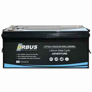 Orbus 25.6V 100Ah LiFePO4 Lityum Akü | Solar & Marin Tipi | Uzun Ömürlü, Hafif, Yüksek Performans
