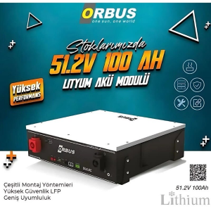 Orbus 51.2 V 100 Ah Lityum Lifepo4 LFP Akü Haberleşmeli akü