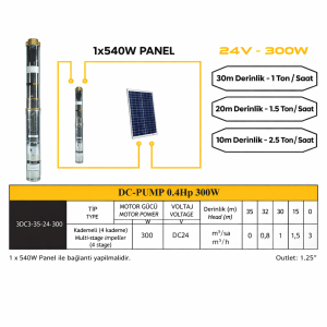 DC Pompa 0.4 Hp / 300W / 24V (3RDC3-35-24-300)