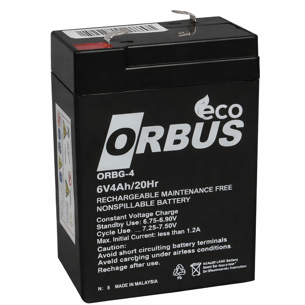 Orbus Eco ORB6-4 6 Volt 4 Amper Kuru Işıldak Aküsü (70x48x101 Mm)