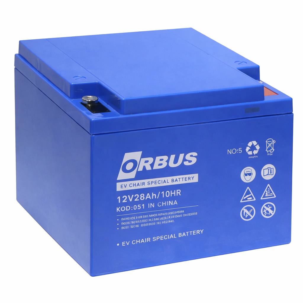 Orbus 12V 28 Ah Yatık Engelli Araç Aküsü