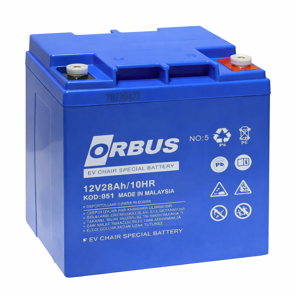 Orbus 12V 28 Ah Dikey Engelli Araç Aküsü