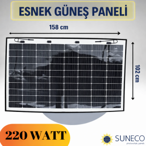 220 Watt 12 Volt Yarı Esnek Güneş Paneli  Karavan Tekne