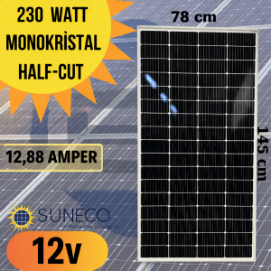 230 Watt Half-cut Monokristal Solar Güneş Paneli 12volt