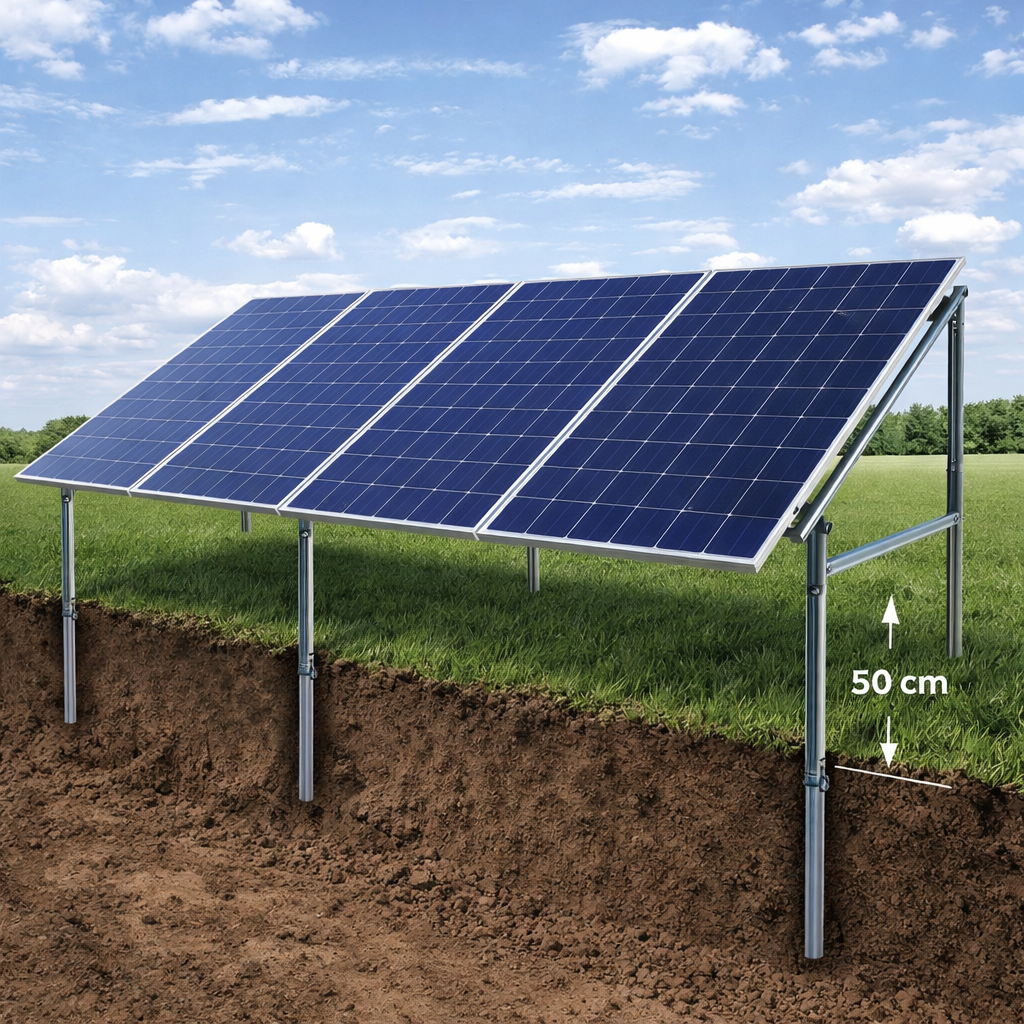 4 Panelli Galvaniz Solar Sehpa – Modüler Sistem (4-6-8. Panel Uyumlu)