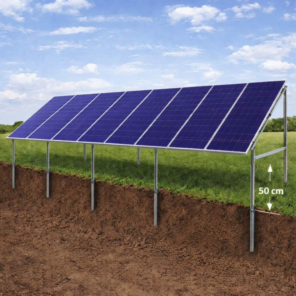 8 Panelli Galvaniz Solar Sehpa – Modüler Sistem (6-8. Panel Uyumlu)